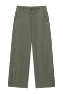 BUTTON POINT STRING WIDE PANTS IN KHAKI image 1