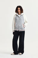 HIGH NECK RAGLAN KNIT ZIP UP FOR WOMEN IN IVORY image 8