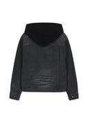 WESTERN PANEL HOODED DENIM JUMPER IN BLACK