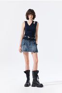 CARGO MINI DENIM SKORT IN BLUE image 10