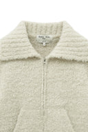 BOUCLE KNIT ZIP UP CARDIGAN IN LIGHT BEIGE image 14