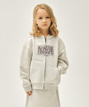 KIDS CLASSIC LOGO EMBROIDERY HOODIE ZIP-UP IN OATMEAL image 12