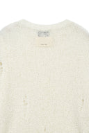 ASYMMETRIC DAMAGED KNIT PULLOVER IN IVORY image 14