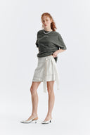 EMBROIDERY SMALL LOGO OVERSIZE TOP IN KHAKI image 20