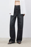TWISTED SEAM DENIM PANTS IN DARK GRAY image 1