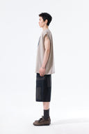 RAW EDGE CUT OUT SLEEVELESS TOP FOR MEN IN BEIGE image 7