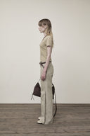 SIDE PINTUCK POINT PANTS IN BEIGE image 7