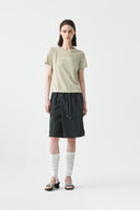 BACK SLIT SLIM TOP IN LIGHT KHAKI image 8