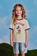 [KIDS_DISNEY] 米奇羅紋領T恤－米白