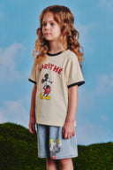[KIDS_DISNEY] 米奇羅紋領T恤－米白